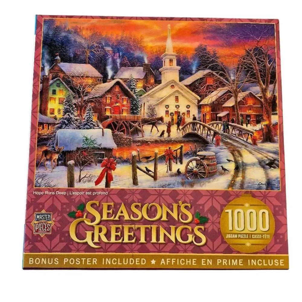 Master Pieces Season's Greetings Hope Runs Deep 1000 pc Jigsaw Puzzle NEW